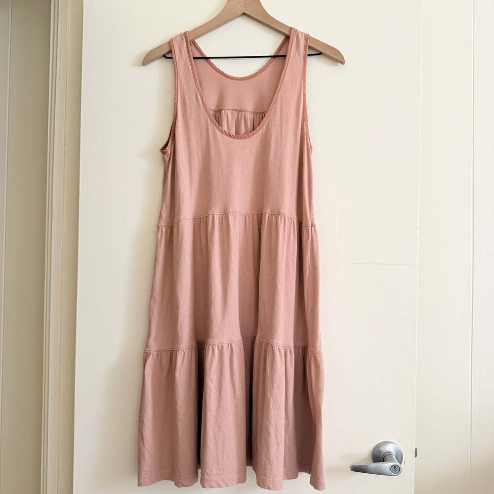 Everlane The Weekend Tiered Cotton Midi Dress M Oak Pink Sleeveless Boho - Picture 2 of 5